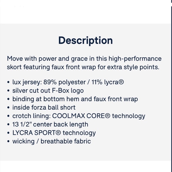 Fila Essentials Tie Break Skirt/ Skort –NWOT - Picture 6 of 6